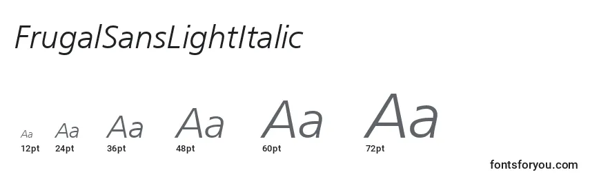 Размеры шрифта FrugalSansLightItalic