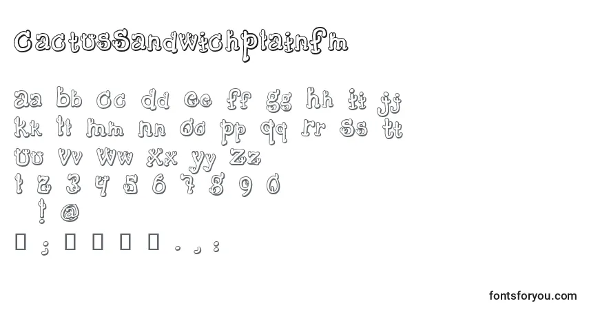 Czcionka CactusSandwichPlainFm – alfabet, cyfry, specjalne znaki