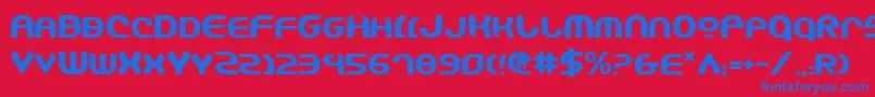 JannisaryShield-Schriftart – Blaue Schriften auf rotem Hintergrund