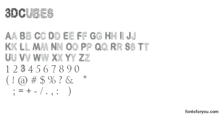3DCubes-fontti – aakkoset, numerot, erikoismerkit