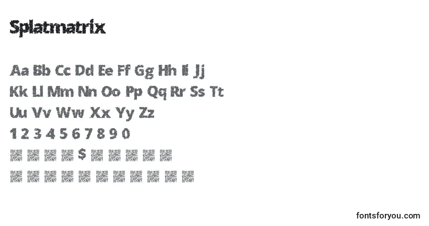 Splatmatrix-fontti – aakkoset, numerot, erikoismerkit