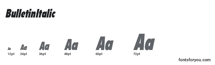 BulletinItalic Font Sizes