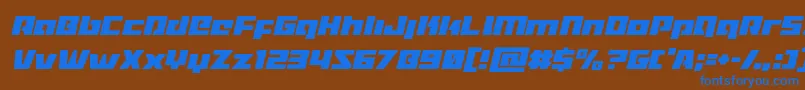 Turbochargecondital-Schriftart – Blaue Schriften auf braunem Hintergrund