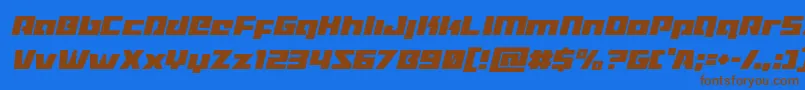 Turbochargecondital-Schriftart – Braune Schriften auf blauem Hintergrund