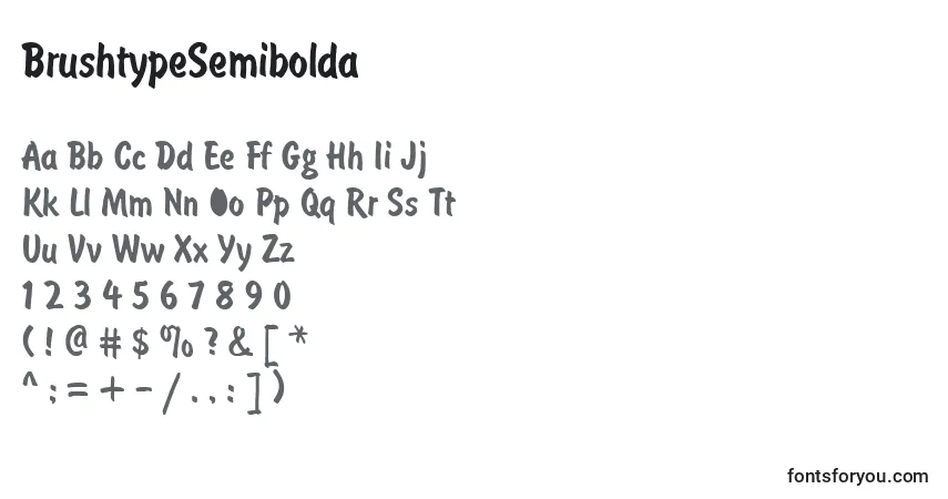 Fuente BrushtypeSemibolda - alfabeto, números, caracteres especiales