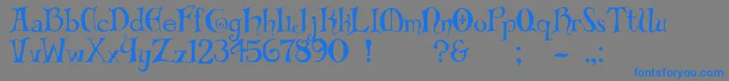 Biblio-Schriftart – Blaue Schriften auf grauem Hintergrund