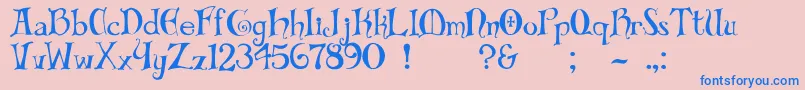 フォントBiblio – ピンクの背景に青い文字