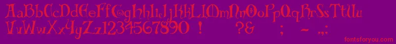 Biblio-fontti – punaiset fontit violetilla taustalla