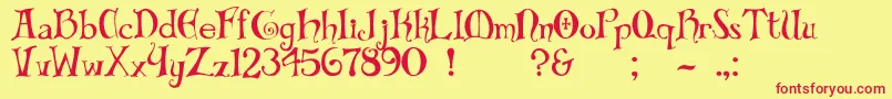 fuente Biblio – Fuentes Rojas Sobre Fondo Amarillo