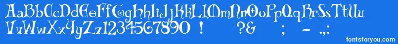 フォントBiblio – 青い背景に白い文字
