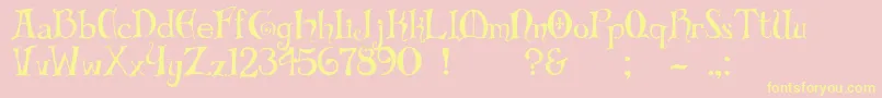 Biblio-Schriftart – Gelbe Schriften auf rosa Hintergrund