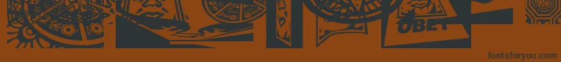 Obey3DCaps-Schriftart – Schwarze Schriften auf braunem Hintergrund