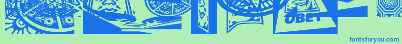 fuente Obey3DCaps – Fuentes Azules Sobre Fondo Verde