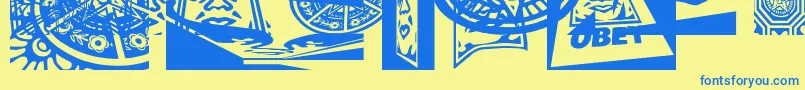 Obey3DCaps Font – Blue Fonts on Yellow Background