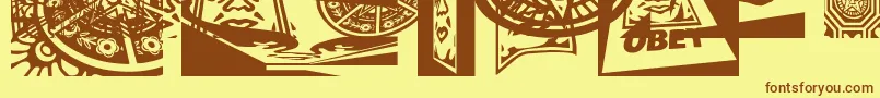 Obey3DCaps Font – Brown Fonts on Yellow Background