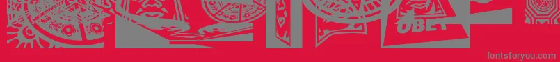 Czcionka Obey3DCaps – szare czcionki na czerwonym tle