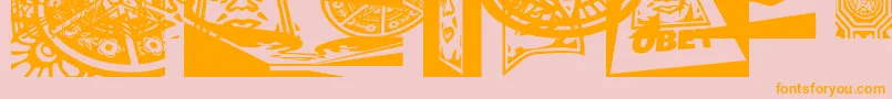 Obey3DCaps-Schriftart – Orangefarbene Schriften auf rosa Hintergrund