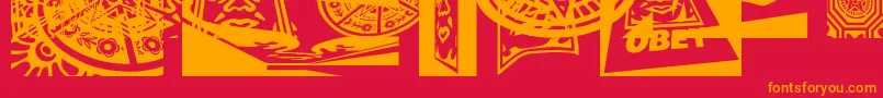 Obey3DCaps Font – Orange Fonts on Red Background