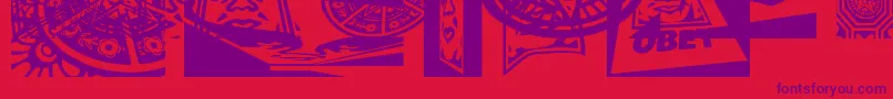 Obey3DCaps-fontti – violetit fontit punaisella taustalla