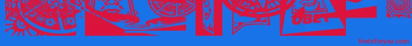 Obey3DCaps Font – Red Fonts on Blue Background