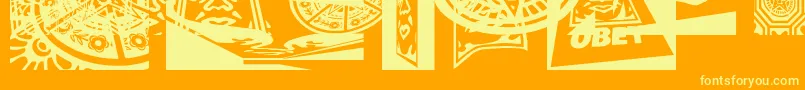Obey3DCaps Font – Yellow Fonts on Orange Background