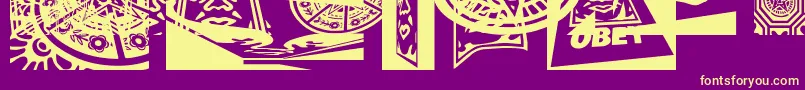 Obey3DCaps Font – Yellow Fonts on Purple Background