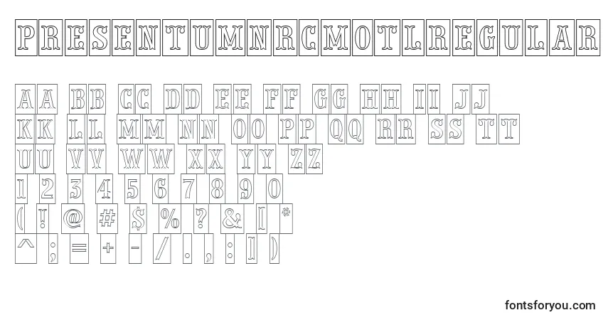 Fuente PresentumnrcmotlRegular - alfabeto, números, caracteres especiales