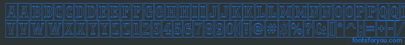 PresentumnrcmotlRegular-fontti – siniset fontit mustalla taustalla