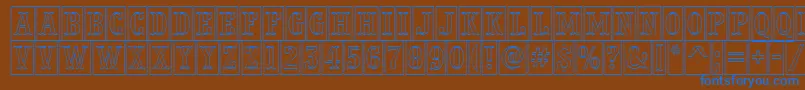 PresentumnrcmotlRegular-fontti – siniset fontit ruskealla taustalla