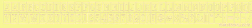 PresentumnrcmotlRegular-fontti – vaaleanpunaiset fontit keltaisella taustalla