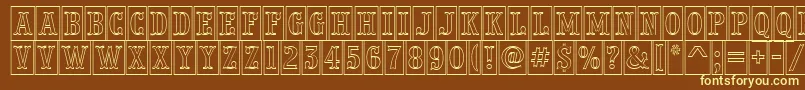 PresentumnrcmotlRegular-fontti – keltaiset fontit ruskealla taustalla