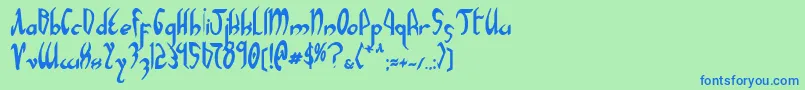 フォントXaphanBold – 青い文字は緑の背景です。