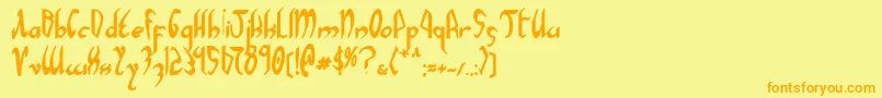 フォントXaphanBold – オレンジの文字が黄色の背景にあります。