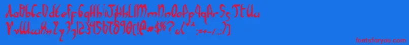 XaphanBold-Schriftart – Rote Schriften auf blauem Hintergrund