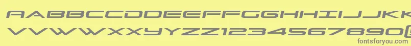 フォントGrandsportslightital – 黄色の背景に灰色の文字