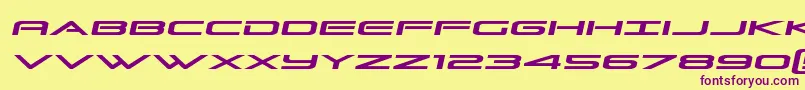 Grandsportslightital-fontti – violetit fontit keltaisella taustalla