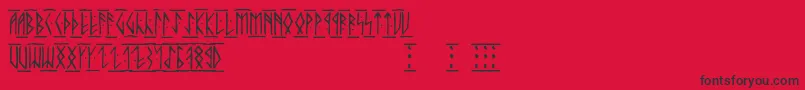 Runicaltc-Schriftart – Schwarze Schriften auf rotem Hintergrund
