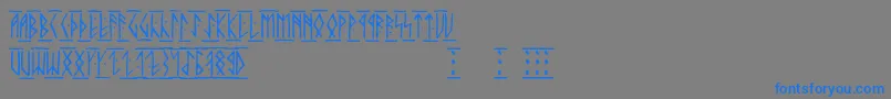 フォントRunicaltc – 灰色の背景に青い文字