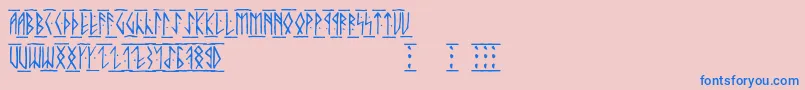 Runicaltc-Schriftart – Blaue Schriften auf rosa Hintergrund