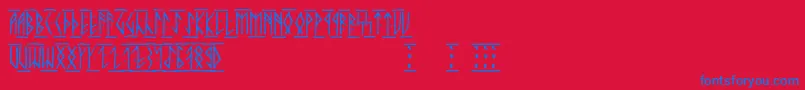 Runicaltc-Schriftart – Blaue Schriften auf rotem Hintergrund