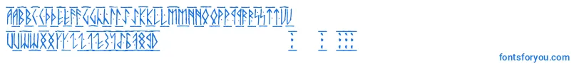 Runicaltc-Schriftart – Blaue Schriften auf weißem Hintergrund