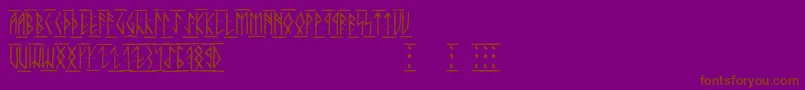 フォントRunicaltc – 紫色の背景に茶色のフォント
