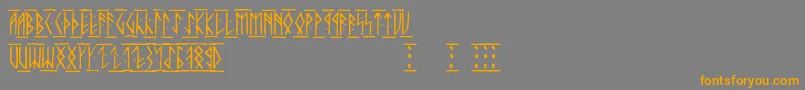 Runicaltc-Schriftart – Orangefarbene Schriften auf grauem Hintergrund