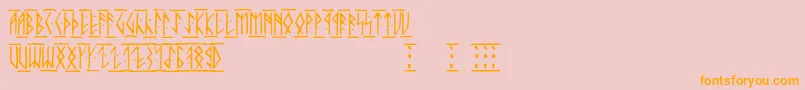 Runicaltc-Schriftart – Orangefarbene Schriften auf rosa Hintergrund