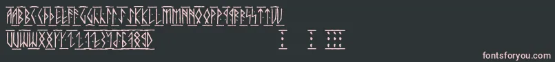 Runicaltc-fontti – vaaleanpunaiset fontit mustalla taustalla