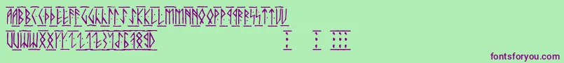 Runicaltc-fontti – violetit fontit vihreällä taustalla