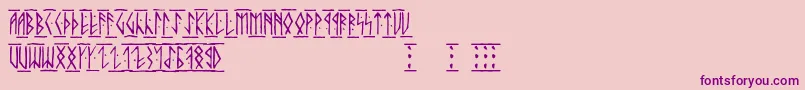 Runicaltc-Schriftart – Violette Schriften auf rosa Hintergrund