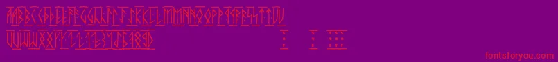 フォントRunicaltc – 紫の背景に赤い文字