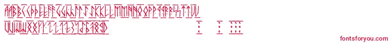 Runicaltc-Schriftart – Rote Schriften auf weißem Hintergrund