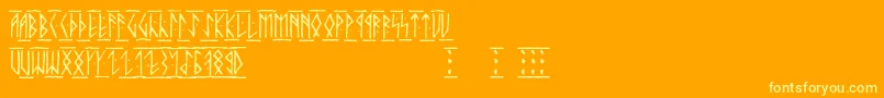 Runicaltc Font – Yellow Fonts on Orange Background